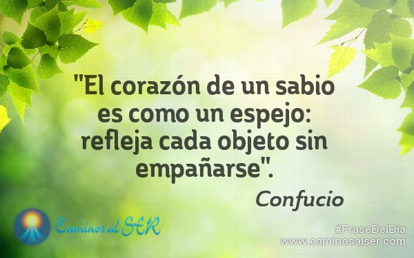 "El corazón de un sabio es como un espejo: refleja cada objeto sin empañarse". Confucio